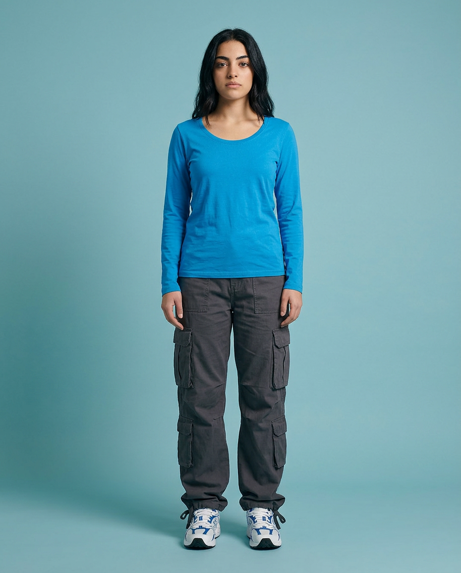 Anvil 399 Long Sleeve T-Shirt - Caribbean Blue