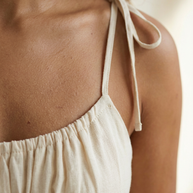 Cream Tie-Strap Square-Neck Babydoll Mini Dress