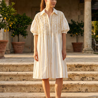 Tendresse Boutique White & Yellow Sequin Dress