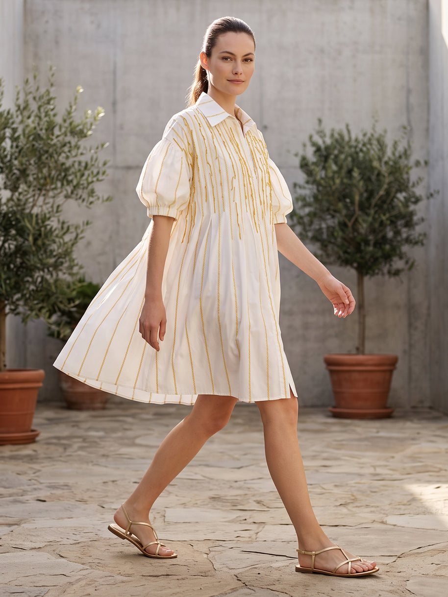 Tendresse Boutique White & Yellow Sequin Dress