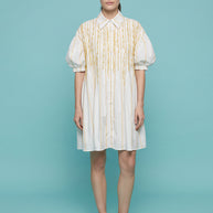 Tendresse Boutique White & Yellow Sequin Dress