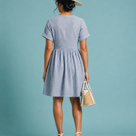 Striped Seersucker V-Neck Wrap Mini Dress