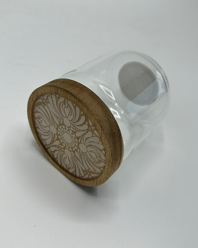 Set of 3 glass jars with wooden top