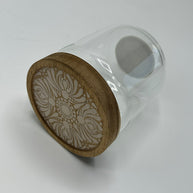 Set of 3 glass jars with wooden top