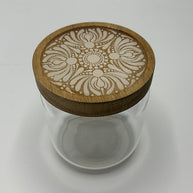 Set of 3 glass jars with wooden top