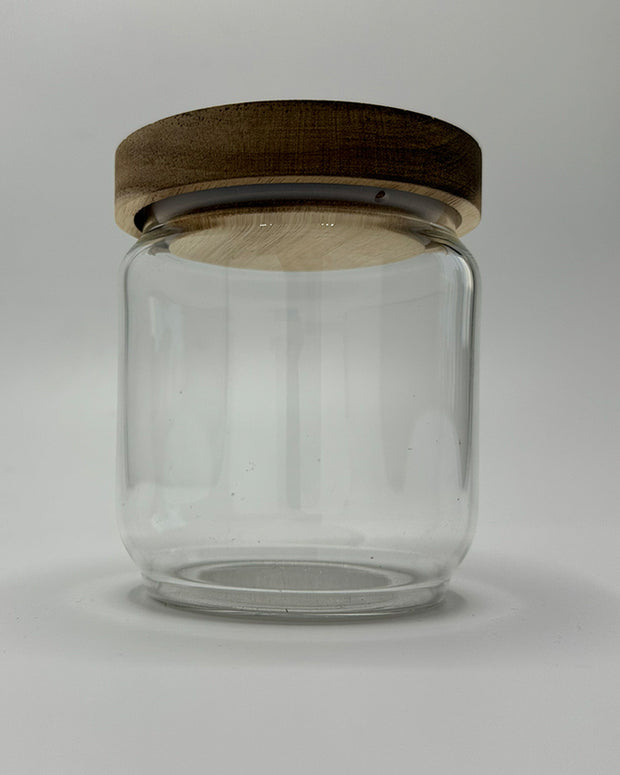 Set of 3 glass jars with wooden top