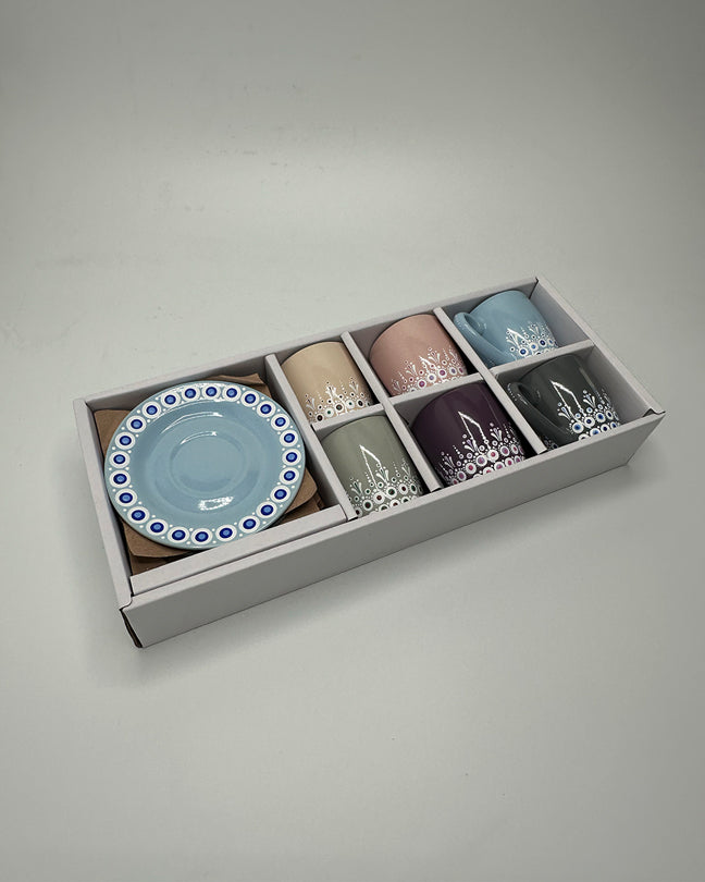 Set of 6 coffee cups- Hand painted mandala