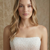 Rafelli Strapless Ombré Lace Midi Dress