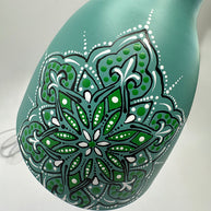 Metallic Green Lamp - Hand painted Mandala