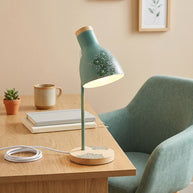 Metallic Green Lamp - Hand painted Mandala