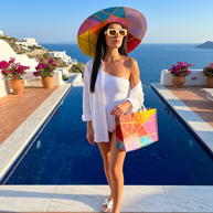 Handi Made Handpainted Multicolor Beach Set – Bag & Hat