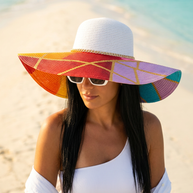 Handi Made Handpainted Multicolor Beach Set – Bag & Hat