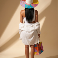 Handi Made Handpainted Multicolor Beach Set – Bag & Hat