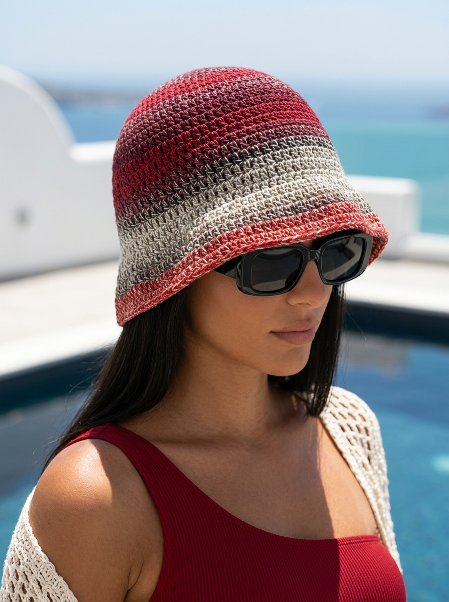 Route Raiment Red Riding Hood Crochet Bucket Hat - Medium