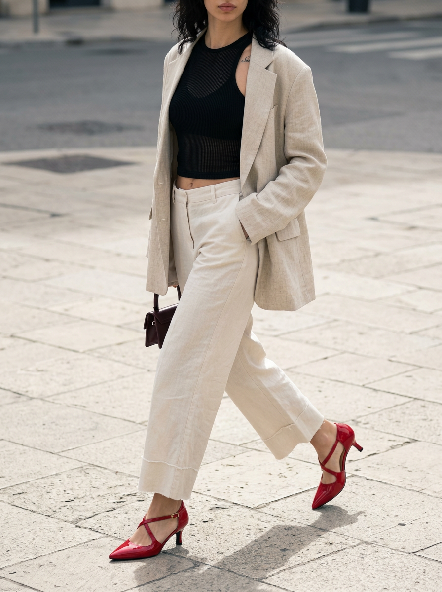 KOAN Onde Piane Red Gloss Cross-Strap Pump