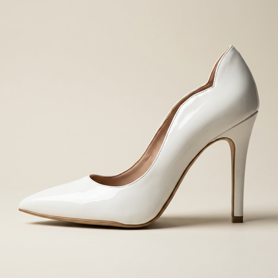 KOAN Onde Piane White Curved-Topline Stiletto Pump