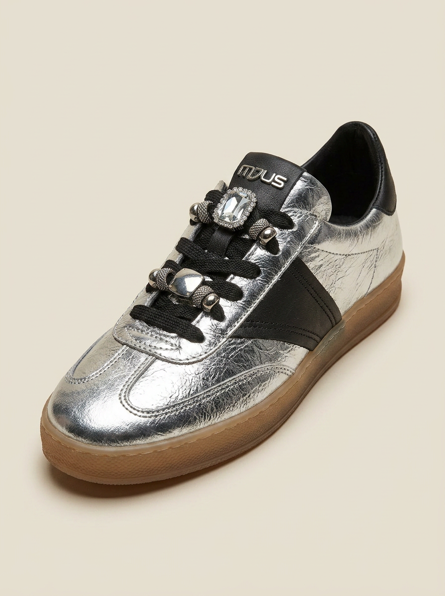 KOAN MJUS Metallic Silver Luxe Trainer