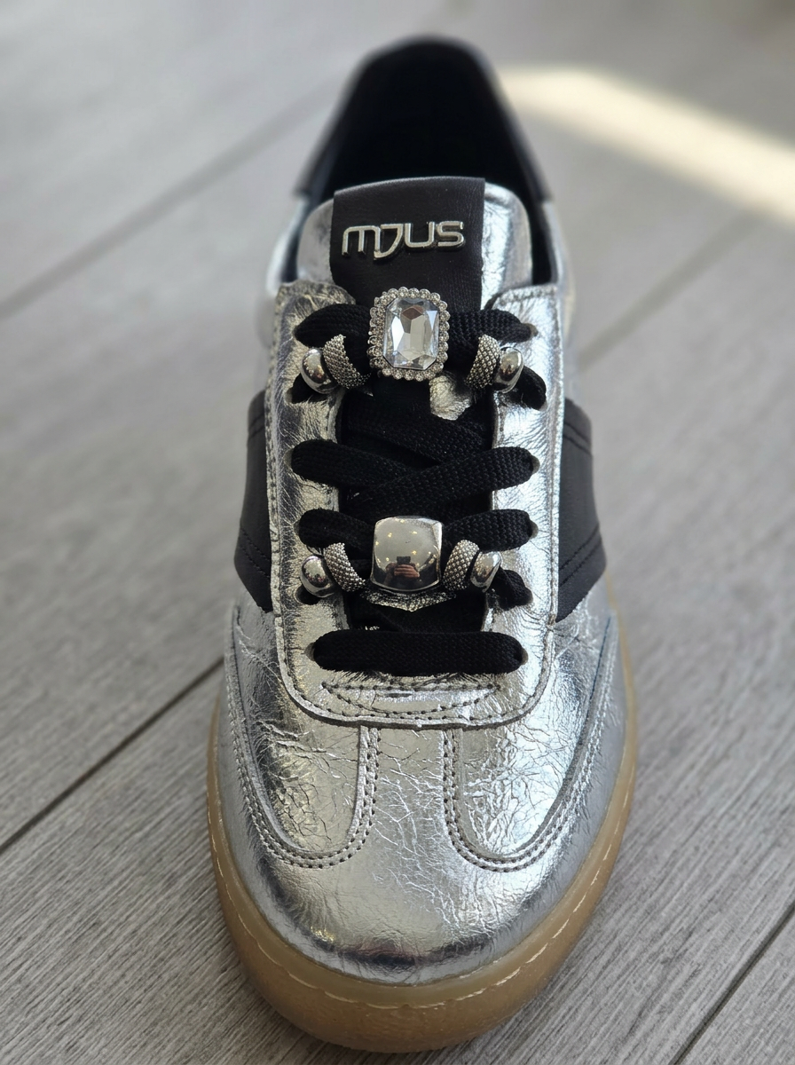 KOAN MJUS Metallic Silver Luxe Trainer