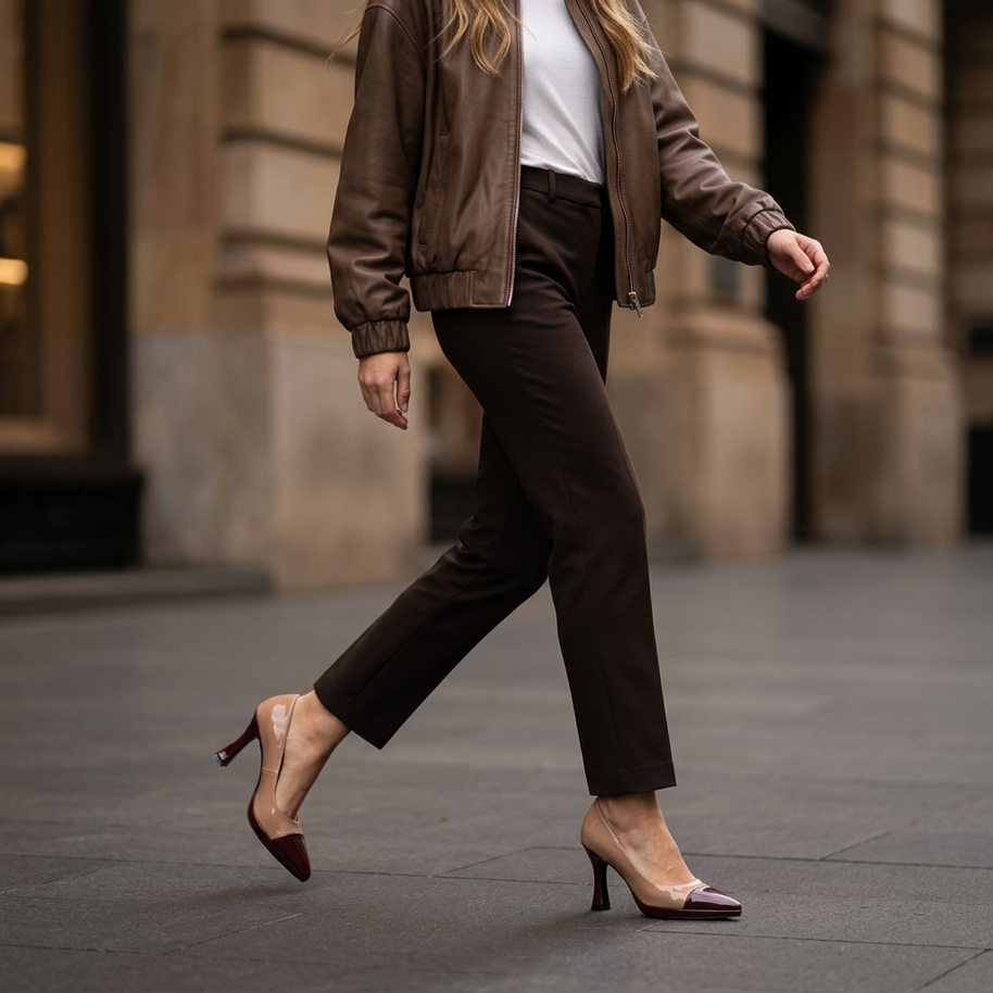 KOAN Onde Piane Nude & Bordeaux Patent Leather Pump