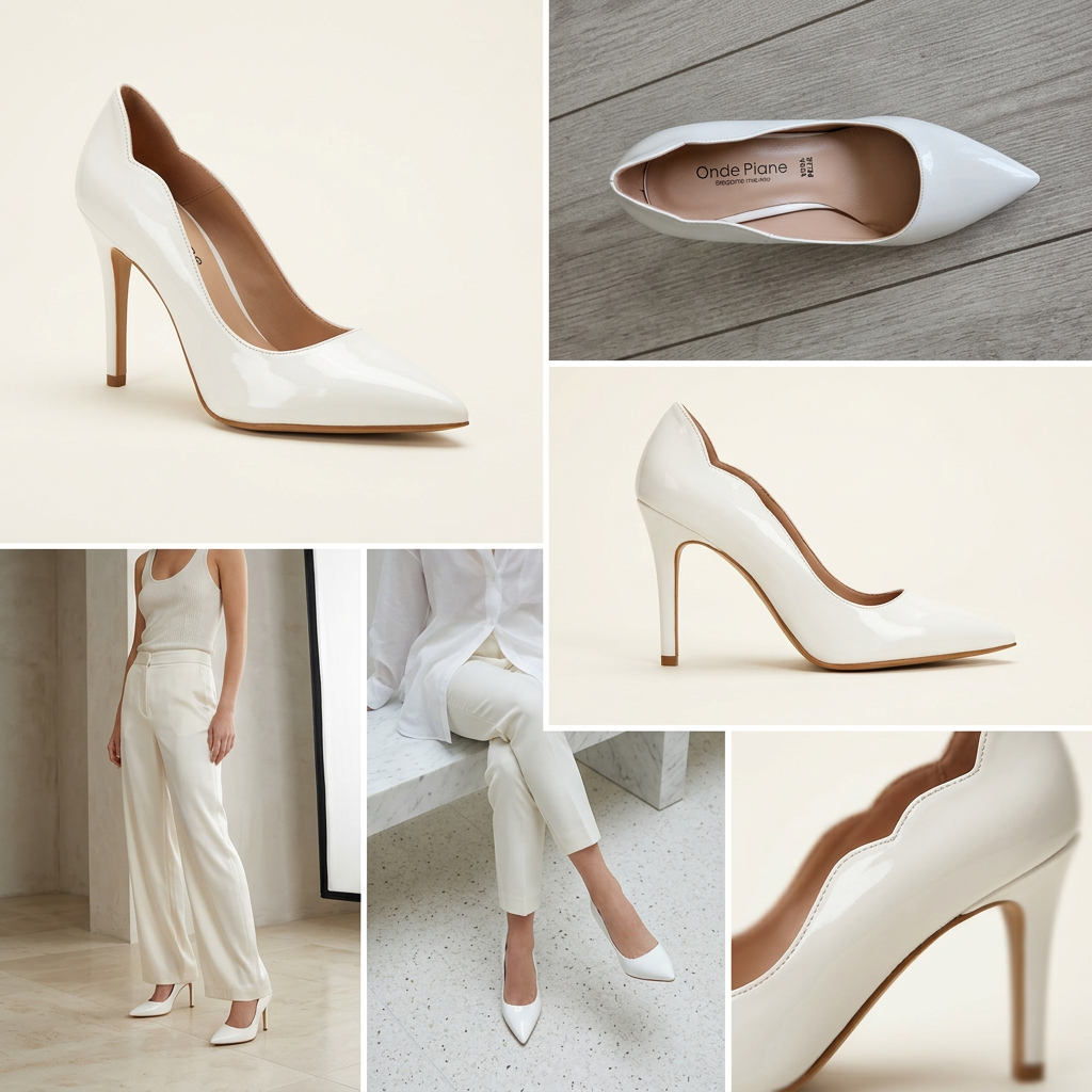 KOAN Onde Piane White Curved-Topline Stiletto Pump