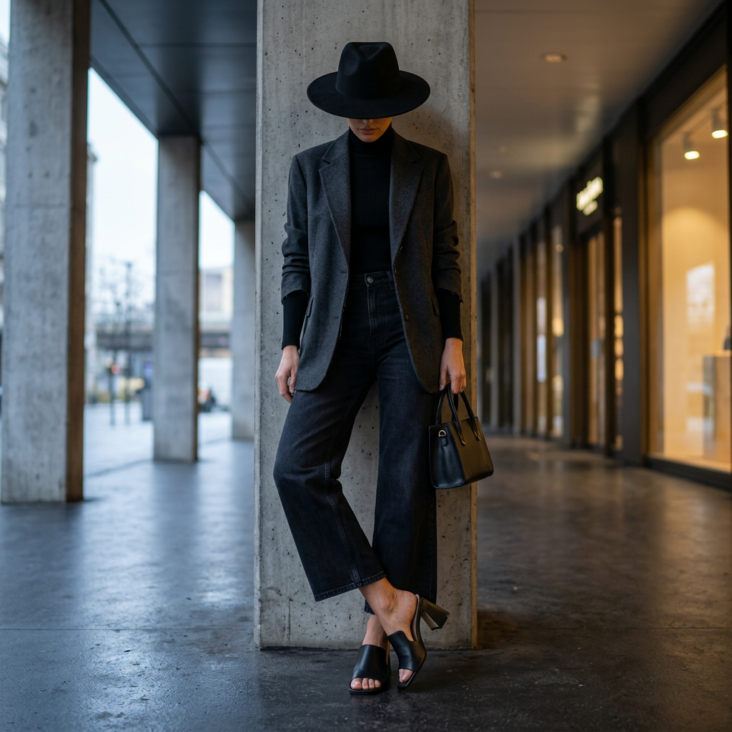 KOAN Onde Piane Black Sculpt Statement Heel Mule