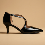 KOAN Onde Piane Black Gloss Cross-Strap Pump