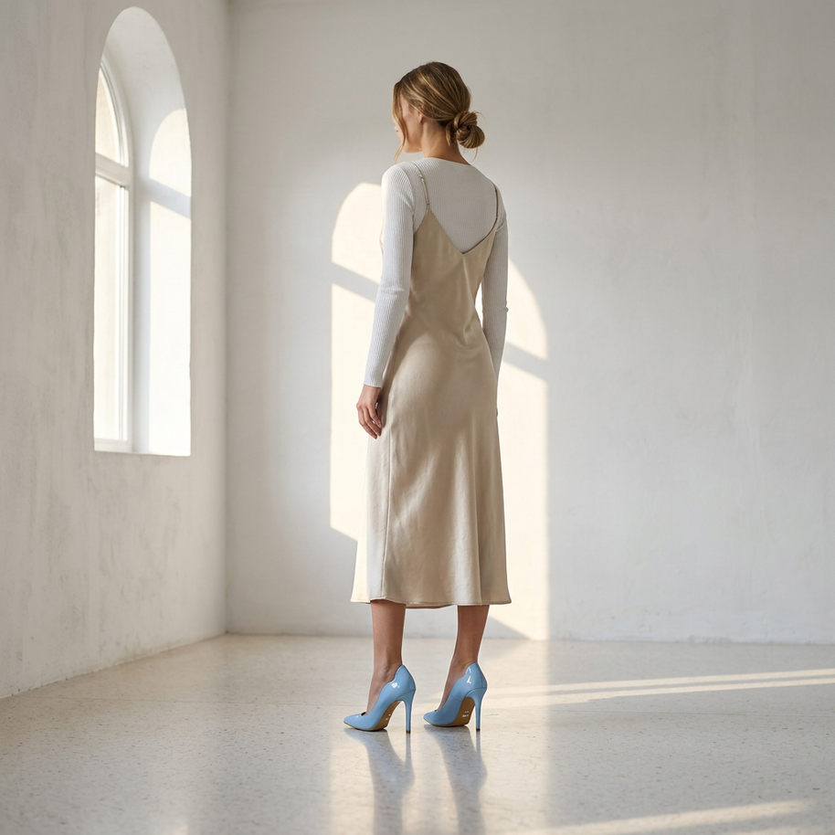 KOAN Onde Piane Sky Blue Curved-Topline Stiletto Pump