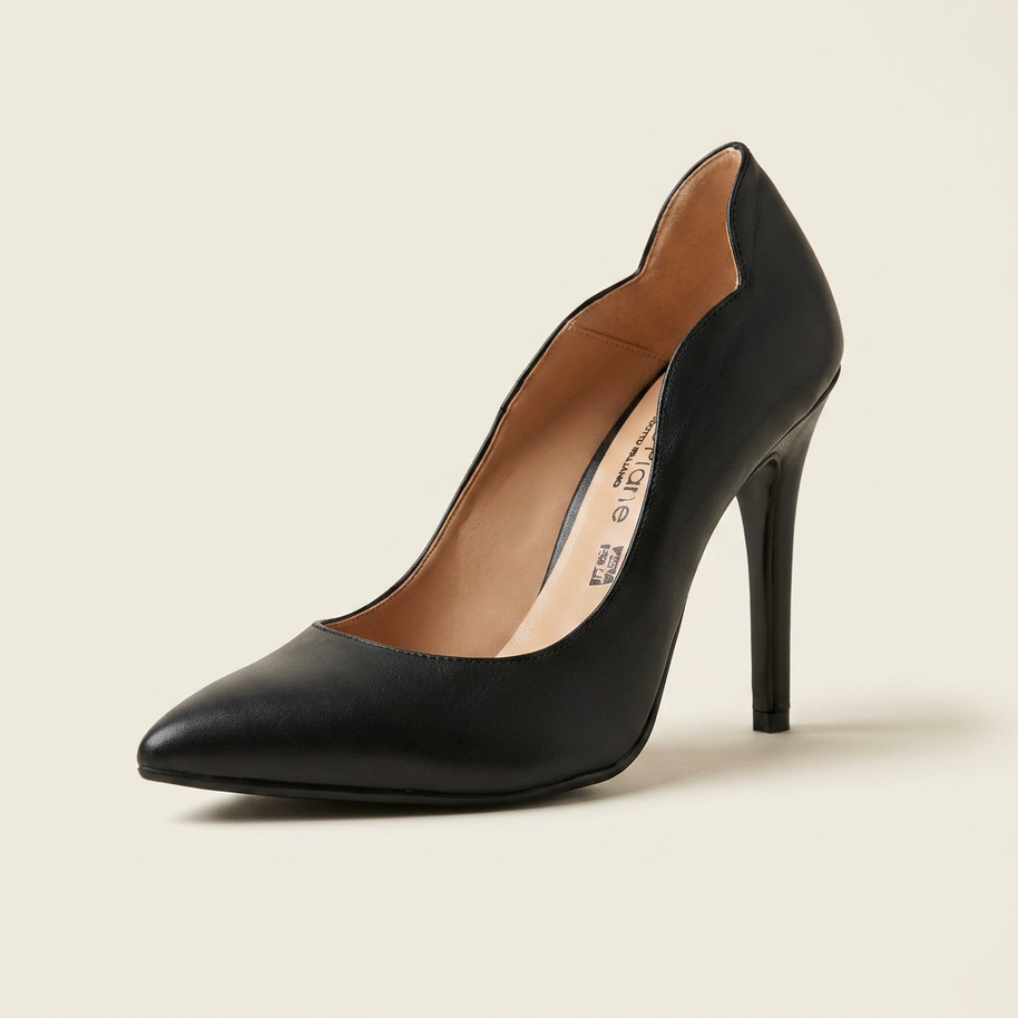 KOAN Onde Piane Black Curved-Topline Stiletto Pump