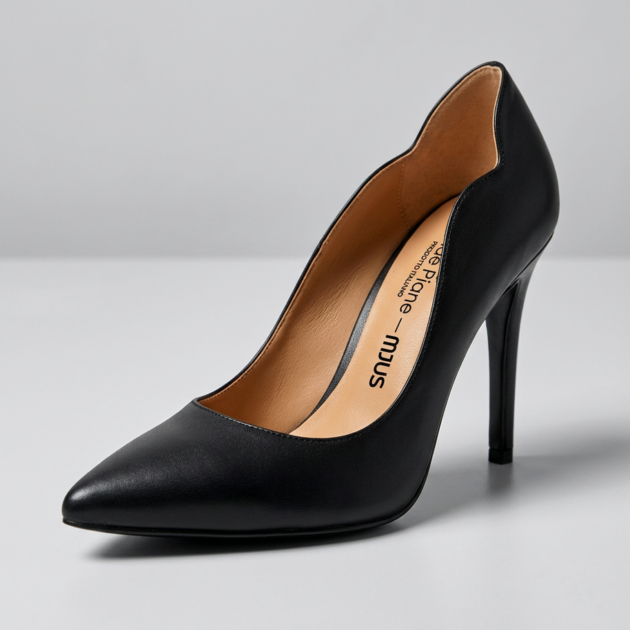KOAN Onde Piane Black Curved-Topline Stiletto Pump
