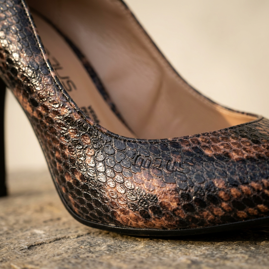KOAN Onde Piane Python-Print Curved-Topline Stiletto Pump