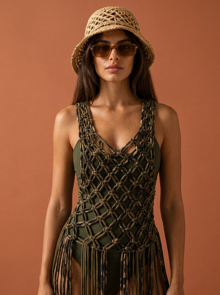 Route Raiment Camo Macrame Dress