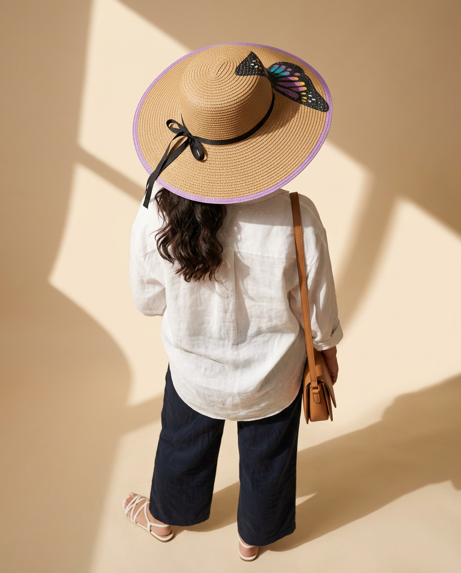 Handi Made Handpainted Butterfly Hat