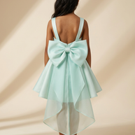 Girls Organza & tule Bow Dress Mint