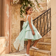 Girls Organza & tule Bow Dress Mint