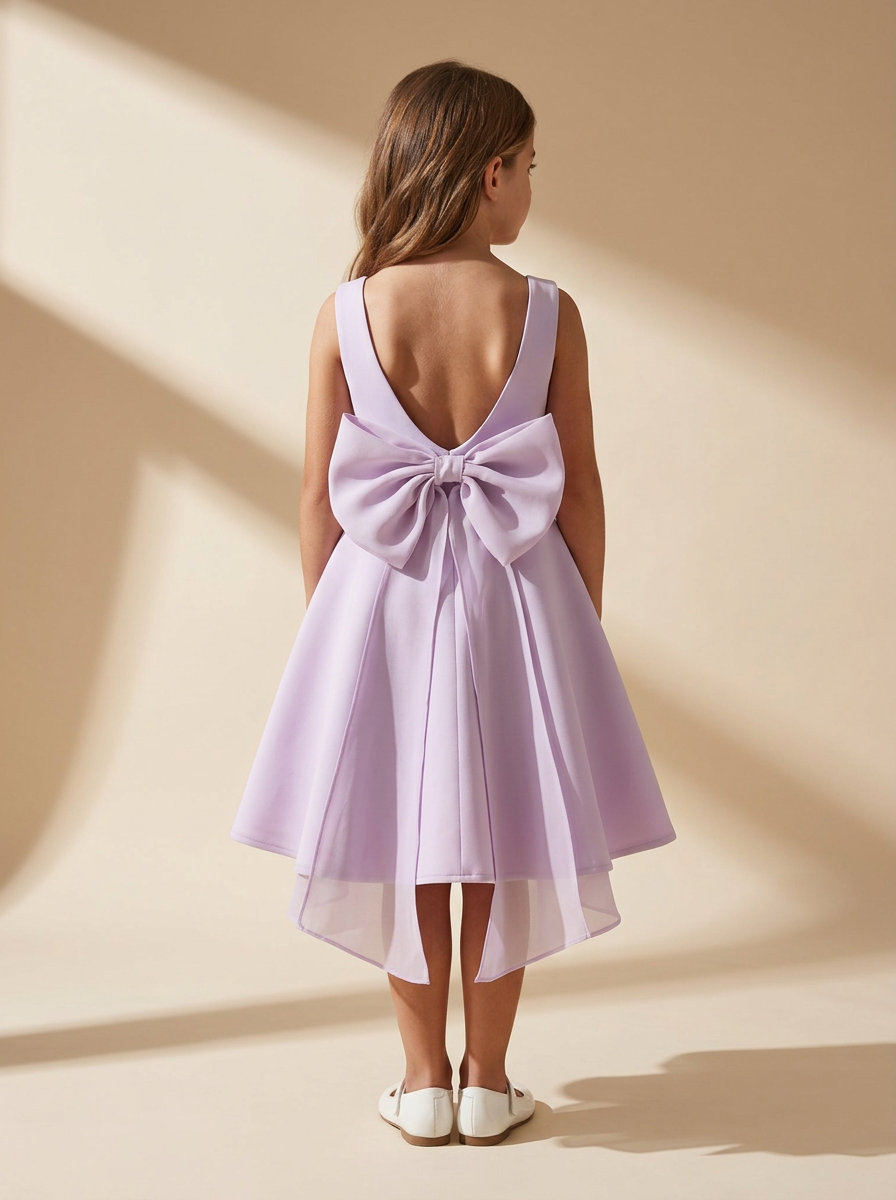 Girls Organza & tule Bow Dress Lavender