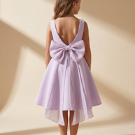 Girls Organza & tule Bow Dress Lavender