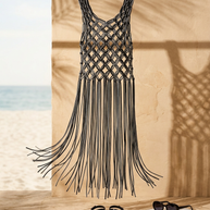 Route Raiment Black & Blue Macrame Dress