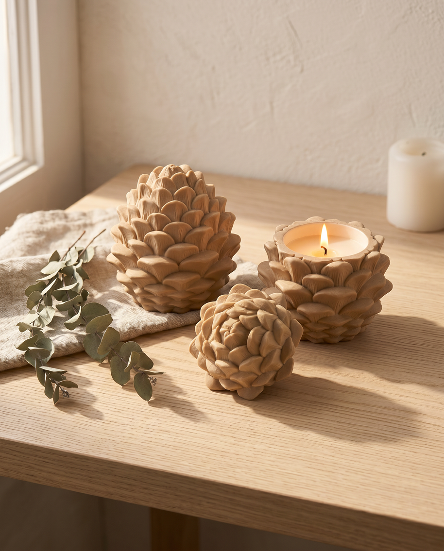 Antique Arch Pinecone Tealight Candle Holder – 10cm