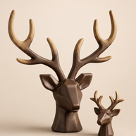 Antique Arch Marble Powder Deer Head Décor – Set of 2 (15cm & 7cm)