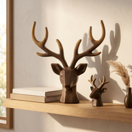 Antique Arch Marble Powder Deer Head Décor – Set of 2 (15cm & 7cm)