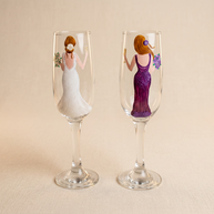 Handi Made Handpainted Bridal Champagne Flutes (Set of 2)