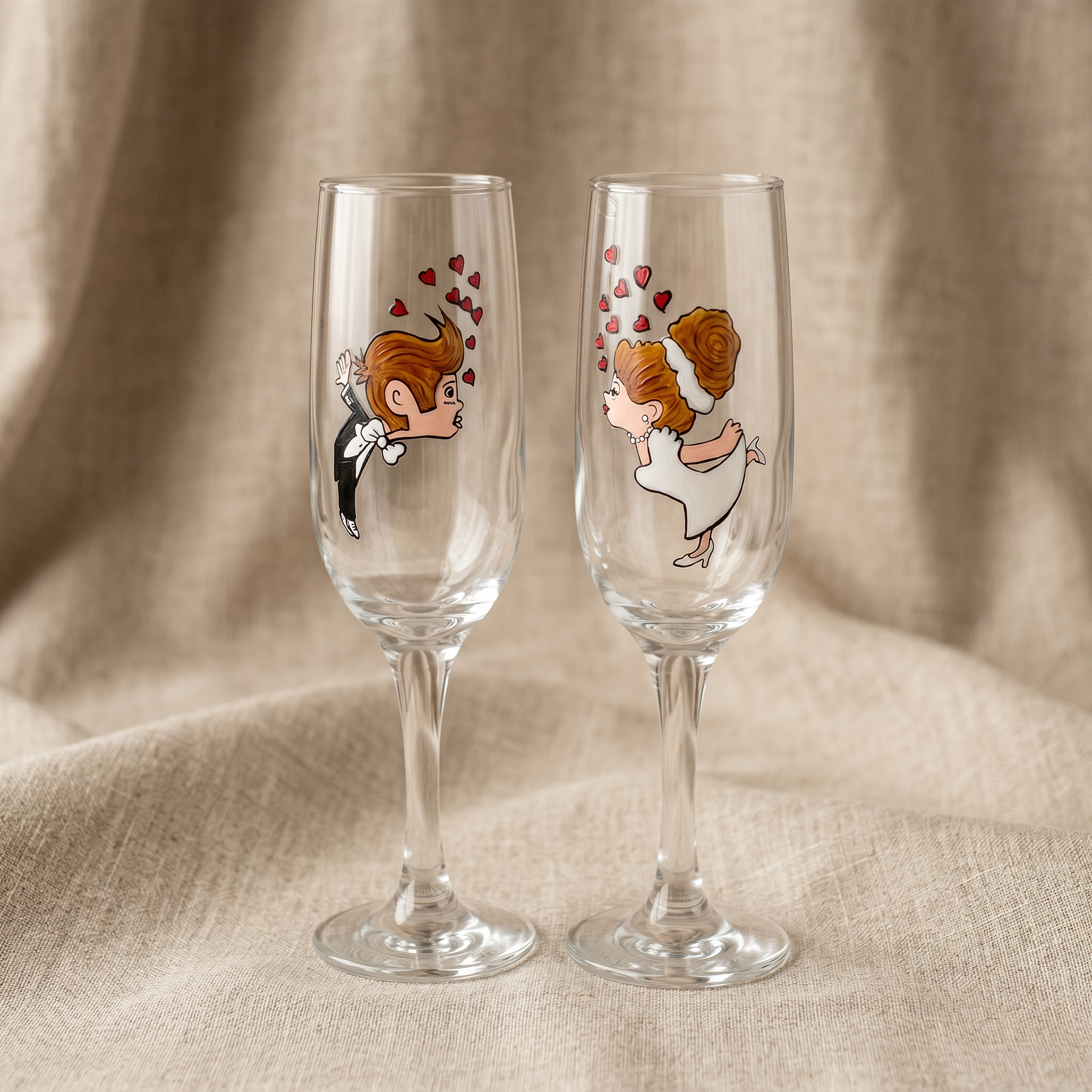 Handi Made Handpainted Bridal Champagne Flutes (Set of 2)