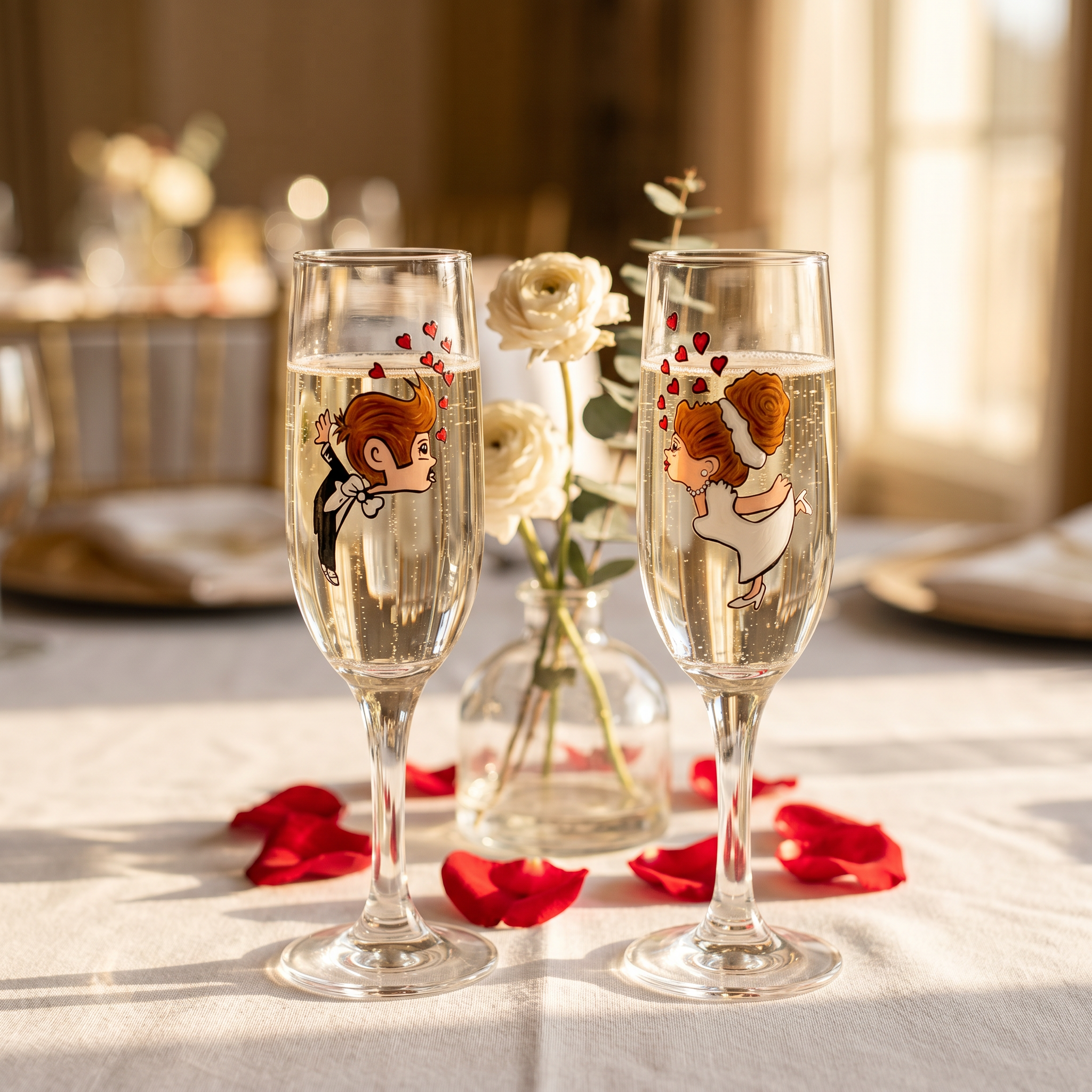 Handi Made Handpainted Bridal Champagne Flutes (Set of 2)