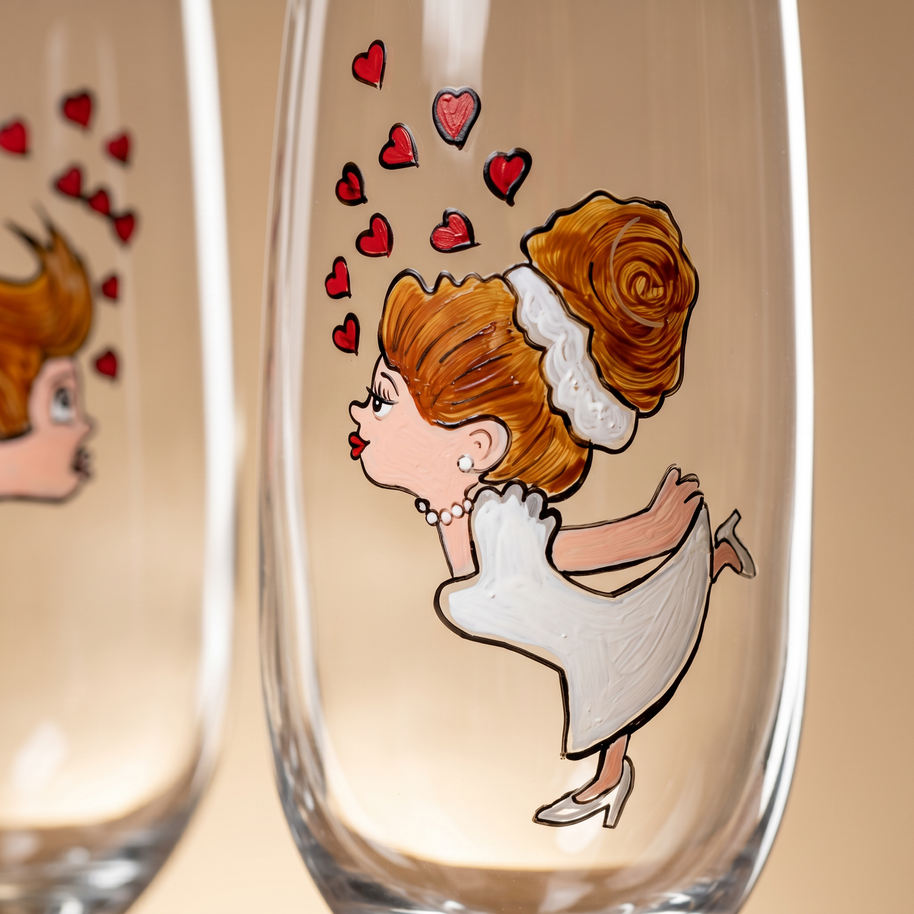 Handi Made Handpainted Bridal Champagne Flutes (Set of 2)
