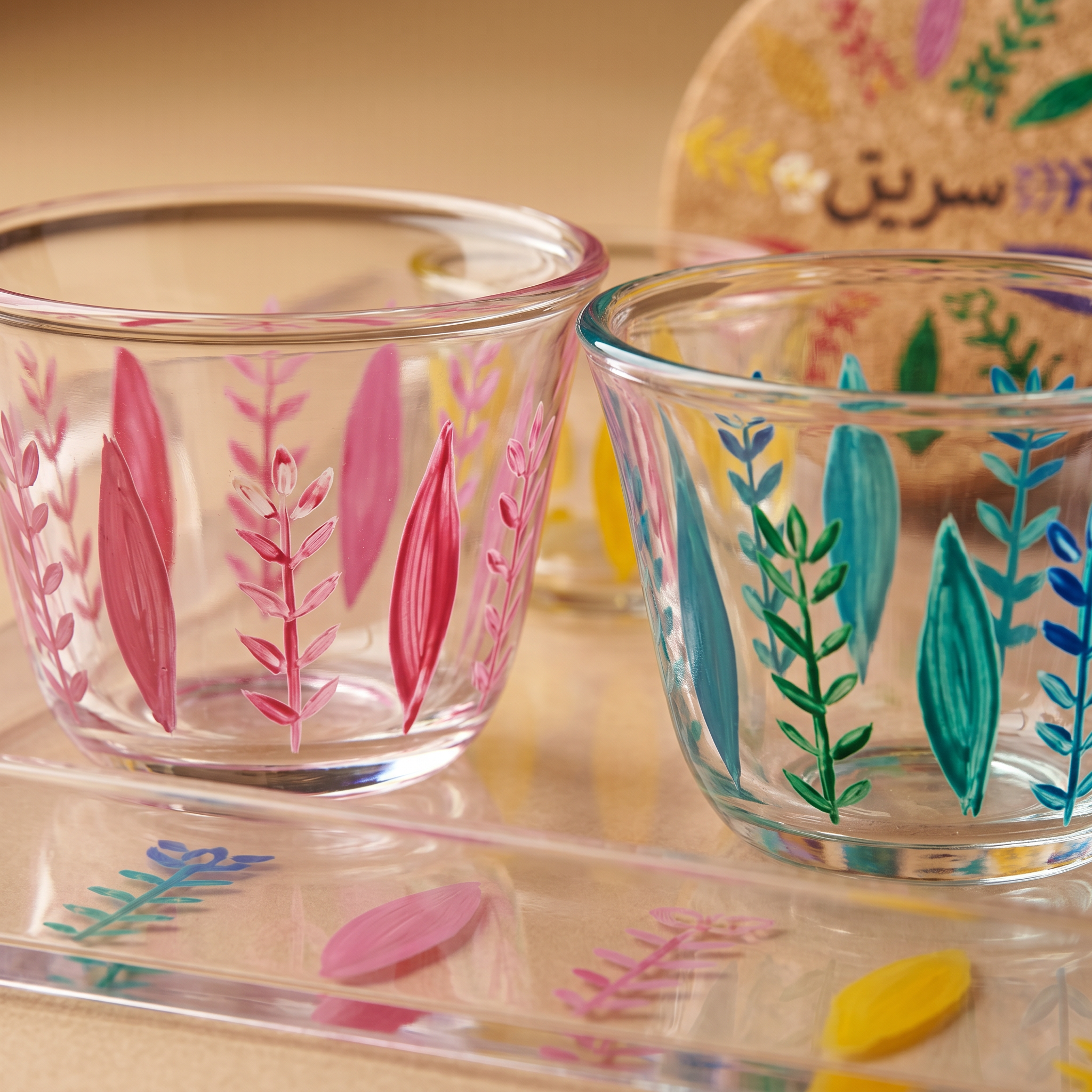 Handi Made Handpainted Lebanese Coffee Set – Plexi Tray