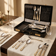 Antique Arch 72-Piece Vintage Gold-Trim Cutlery Set