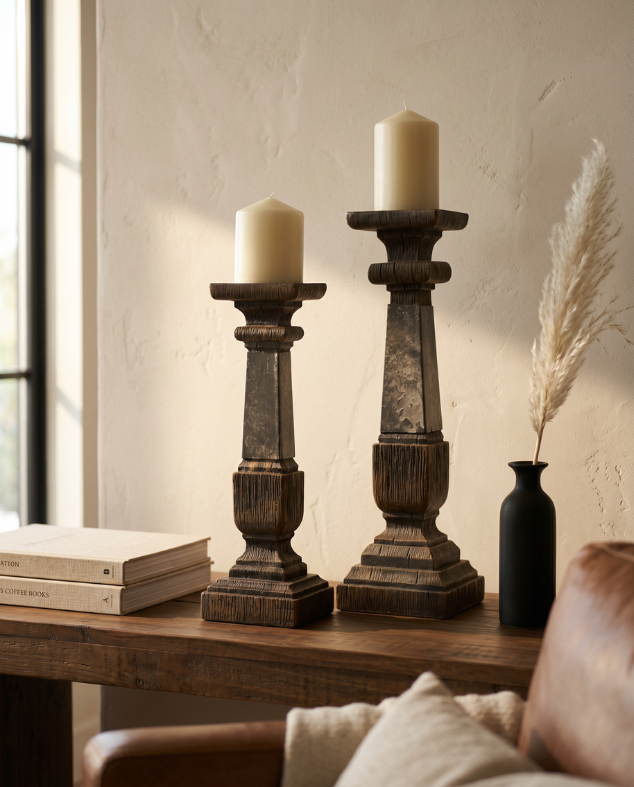 Tati deco Rustic candle holder small