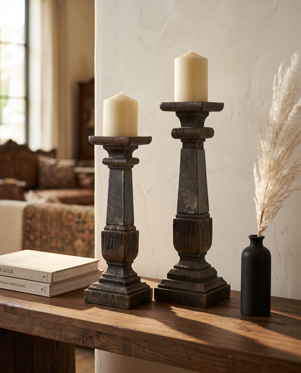 Tati deco Rustic candle holder large