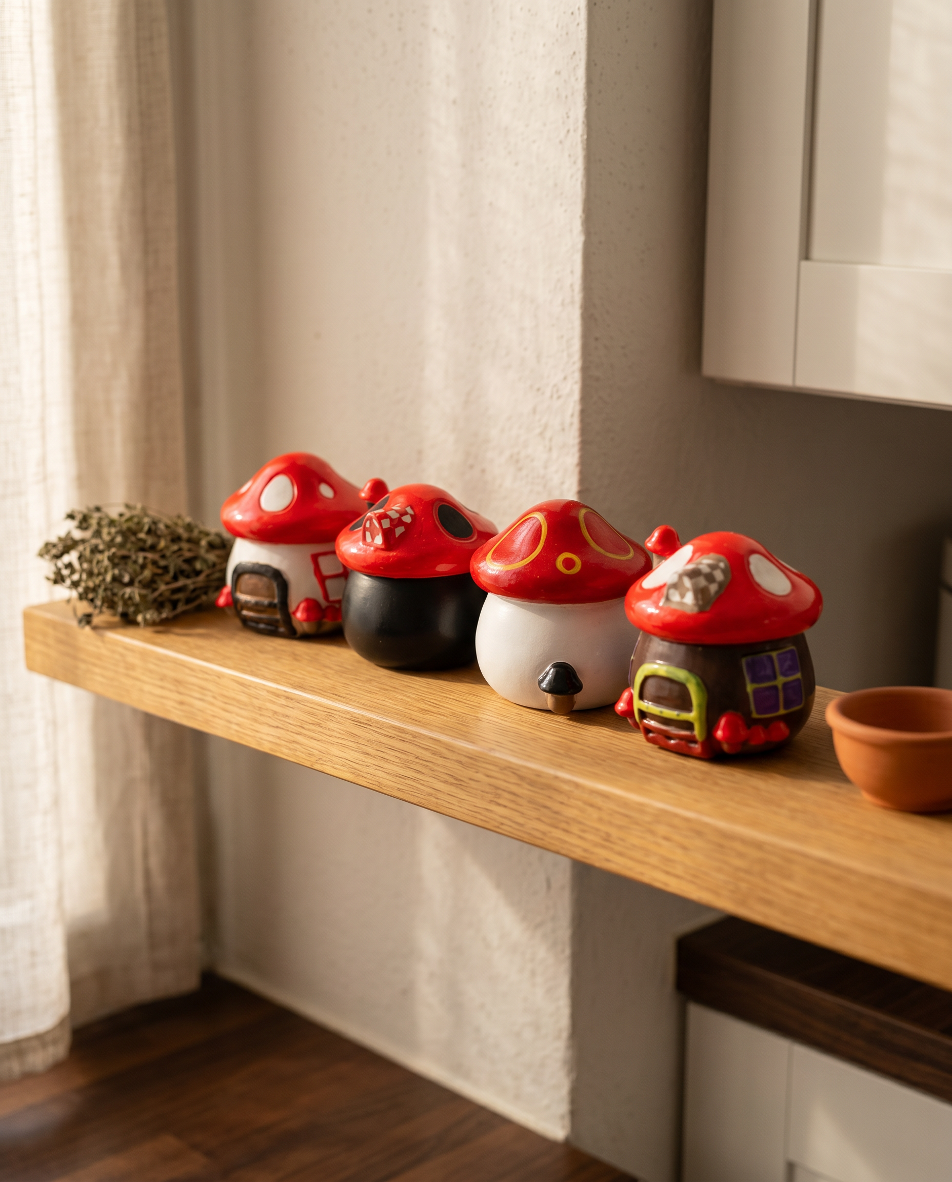 Antique Arch Mushroom Spice Jars – Set of 12 (12cm)