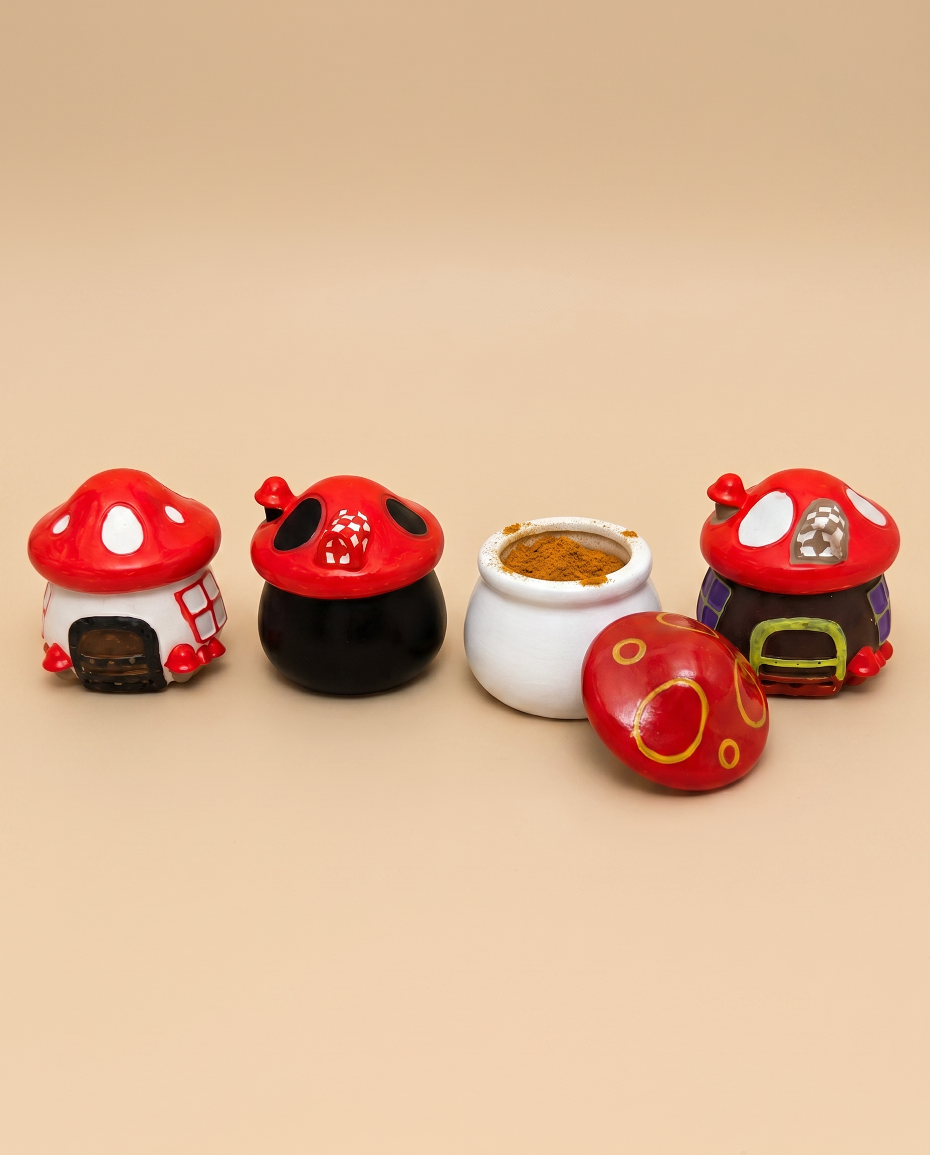 Antique Arch Mushroom Spice Jars – Set of 12 (12cm)
